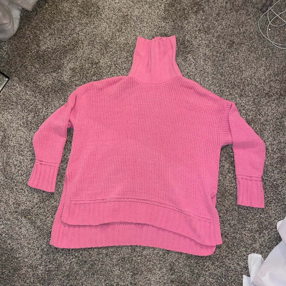 Cozy Hot Pink Oversized Turtleneck Sweater